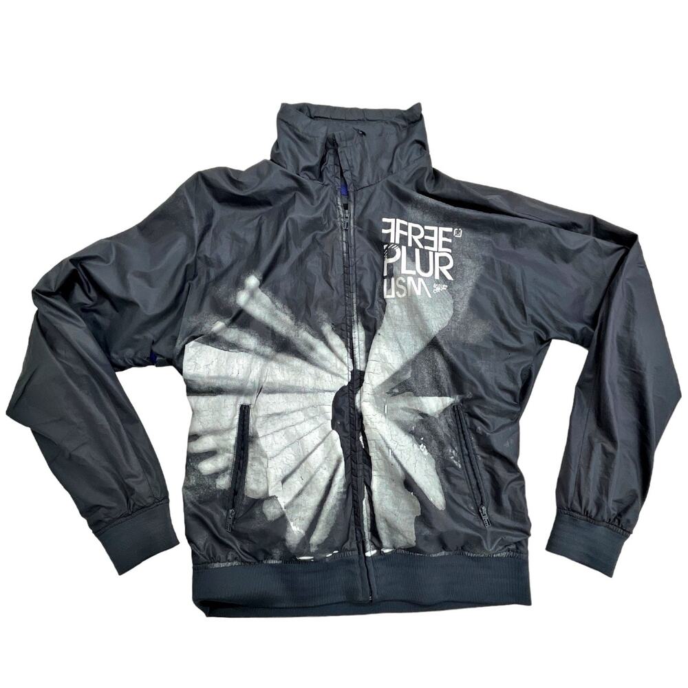 Bershka Free Pluralism Windbreaker Jacket  40 **READ* RARE Vintage Y2K 09